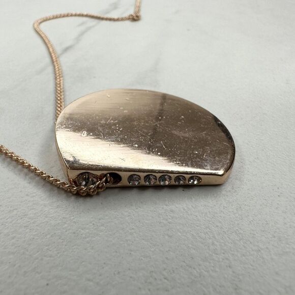 Chico's Rose Gold Tone Chain Link Rhinestone Pendant Necklace ✨ - Picture 2 of 9